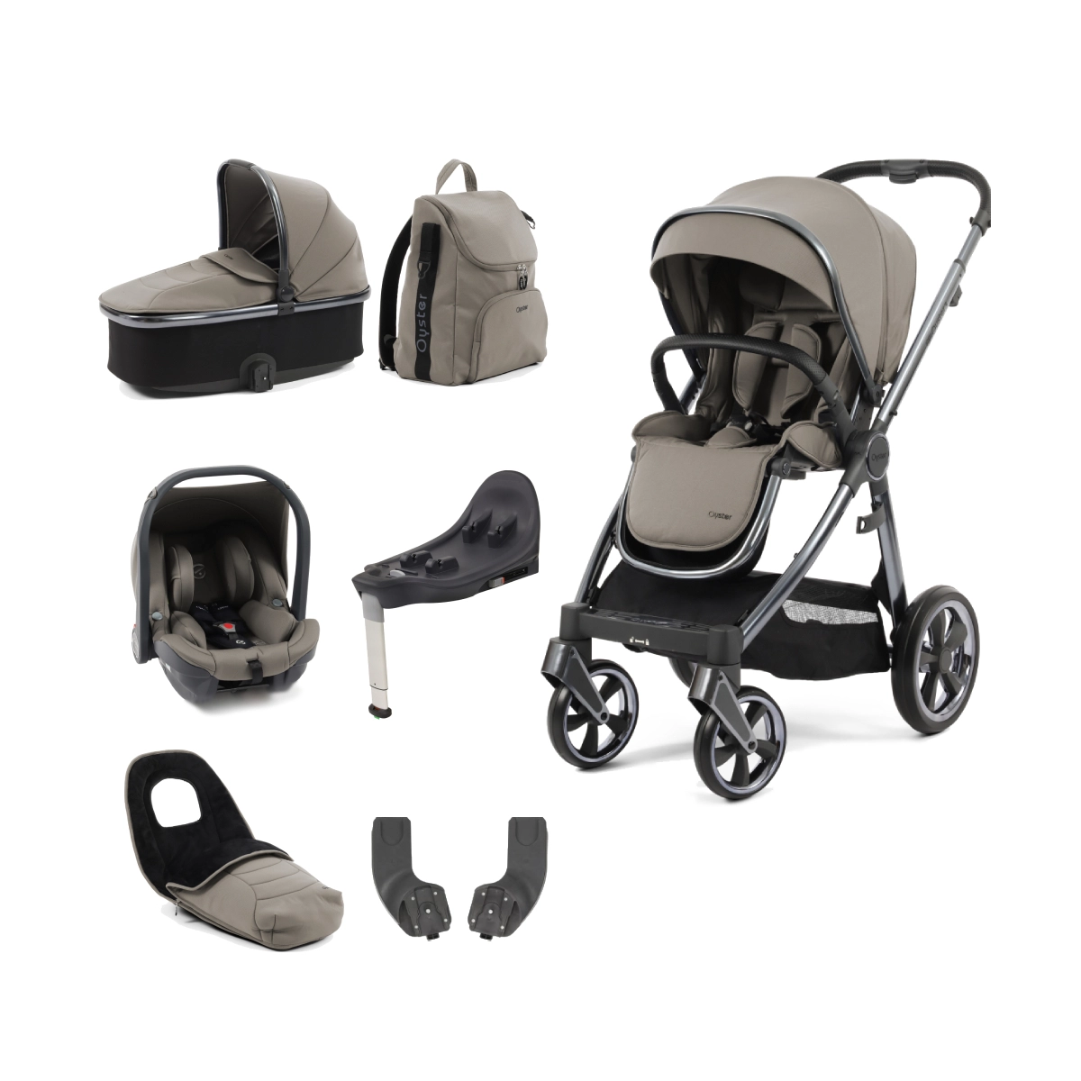 BabyStyle Oyster 3 Gun Metal Chassis 7 Piece Luxury Travel System