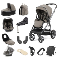 BabyStyle Oyster 3 Gun Metal Chassis 12 Piece Ultimate Travel System - Stone