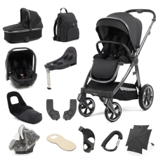 BabyStyle Oyster 3 Gun Metal Chassis 12 Piece Ultimate Travel System - Carbonite