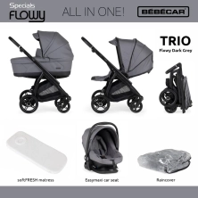Bebecar Trio Flowy 3in1 Combination Bundle - Flowy Dark Grey/Black