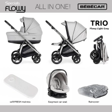 Bebecar Trio Flowy 3in1 Combination Bundle - Flowy Light Grey/Chrome/Black