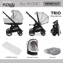 Bebecar Trio Flowy 3in1 Combination Bundle - Flowy Light Grey/Black