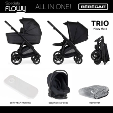 Bebecar Trio Flowy 3in1 Combination Bundle - Flowy Black/Black