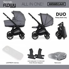 Bebecar Duo Flowy 2in1 Combination Bundle - Flowy Dark Grey/Black/Black