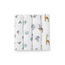 Aden + Anais Pack of 4 Large Swaddle Cotton Muslin - Jungle Jam