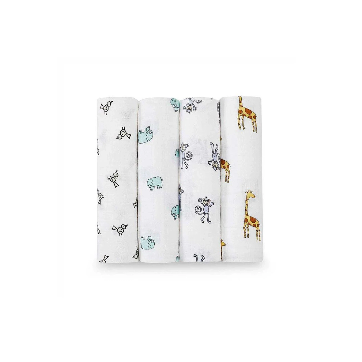 Image of Aden + Anais Pack of 4 Large Swaddle Cotton Muslin - Jungle Jam (23-19-034)