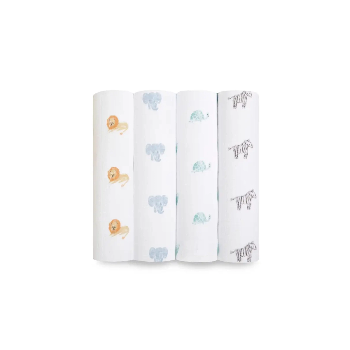 Image of Aden + Anais Pack of 4 Large Swaddle Organic Cotton Muslin - Animal Kingdom (23-19-044)
