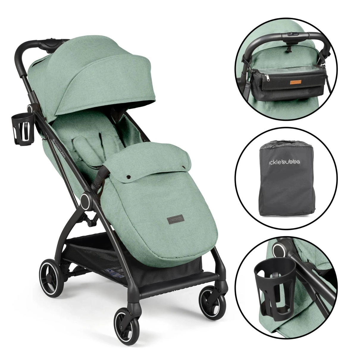 Image of Ickle Bubba Aries Prime Autofold Stroller - Sage Green