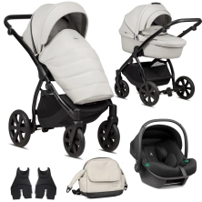 Noordi Fjordi Leather 3in1 Travel System with Terra i-Size Car Seat - Cloud (New 2024)