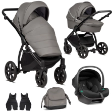 Noordi Fjordi Leather 3in1 Travel System with Terra i-Size Car Seat - Graphite (New 2024)