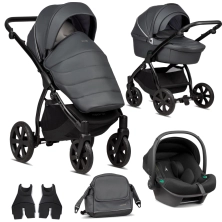 Noordi Fjordi Leather 3in1 Travel System with Terra i-Size Car Seat - Shadow Grey (New 2024)