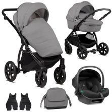 Noordi Fjordi Leather 3in1 Travel System with Terra i-Size Car Seat - Sleet (New 2024)