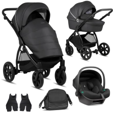 Noordi Fjordi Leather 3in1 Travel System with Terra i-Size Car Seat - Onyx (New 2024)