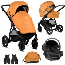 Noordi Fjordi Leather 3in1 Travel System with Terra i-Size Car Seat - Camel (New 2024)