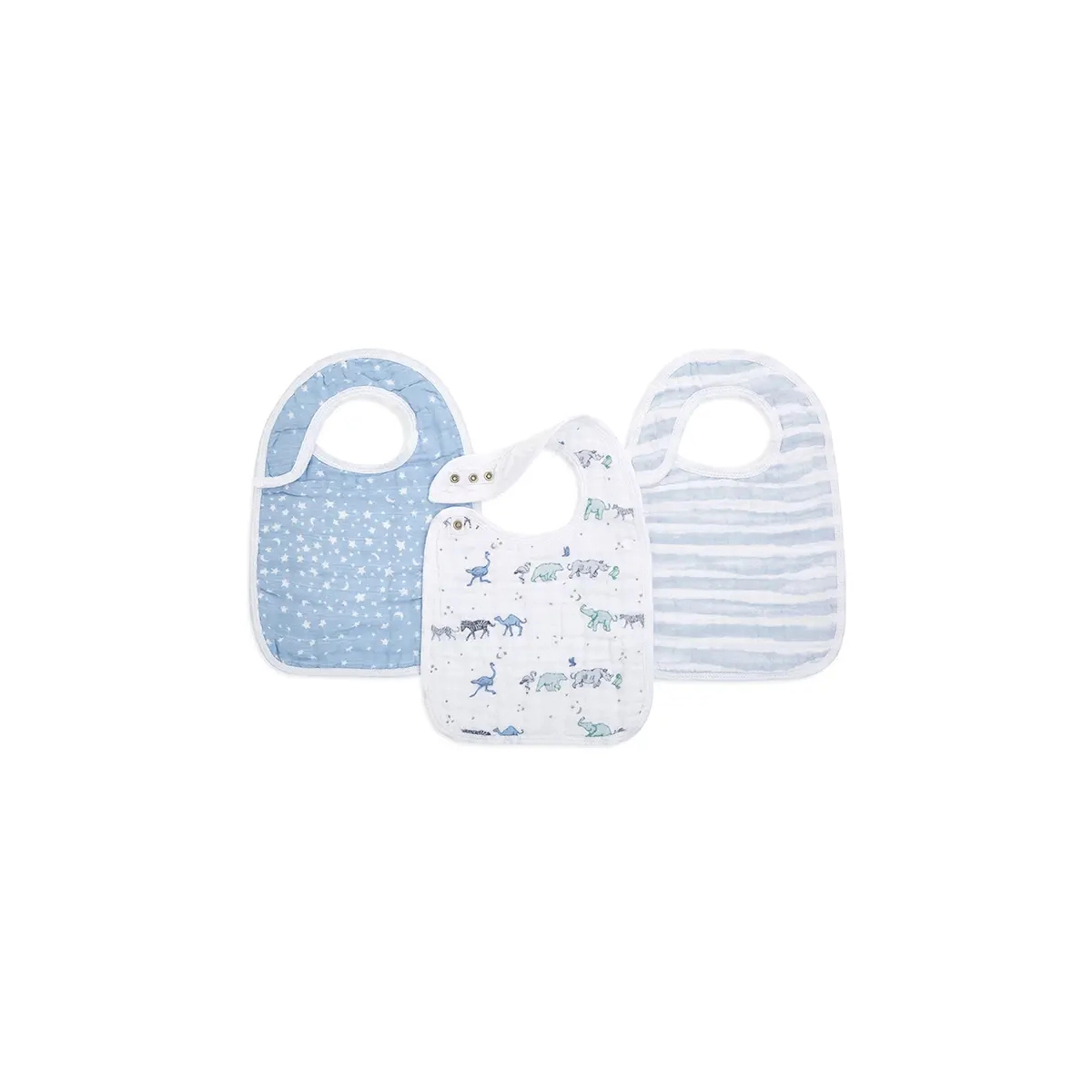 Image of Aden + Anais Pack of 3 Snap Bibs Cotton Muslin - Rising Star (23-19-115)
