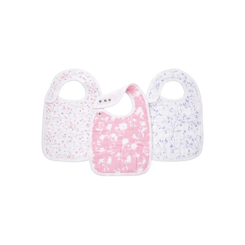 Aden + Anais Pack of 3 Snap Bibs Cotton Muslin - Ma Fleur (26-19-116)