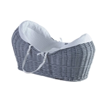 Kinder Valley White Waffle Wicker Pod Moses Basket-Grey