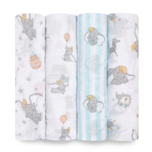 Aden + Anais Pack of 4 Essentials Cotton Muslin Swaddle Blanket - Dumbo New Heights (23-19-240)