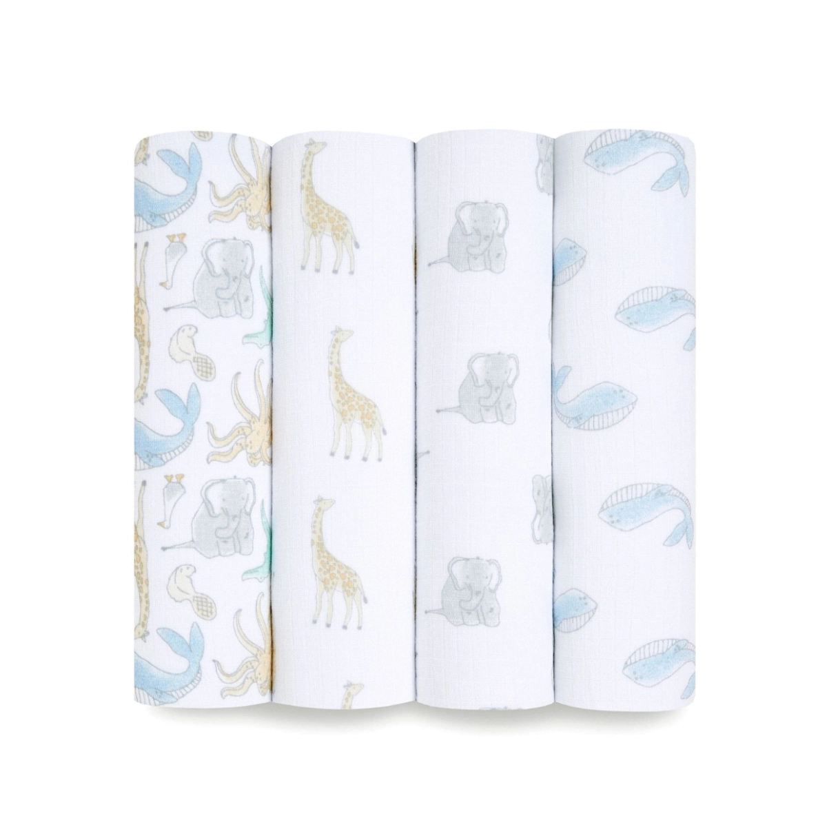 Image of Aden + Anais Pack of 4 Essentials Cotton Muslin Swaddle Blanket - Natural History (23-19-243)