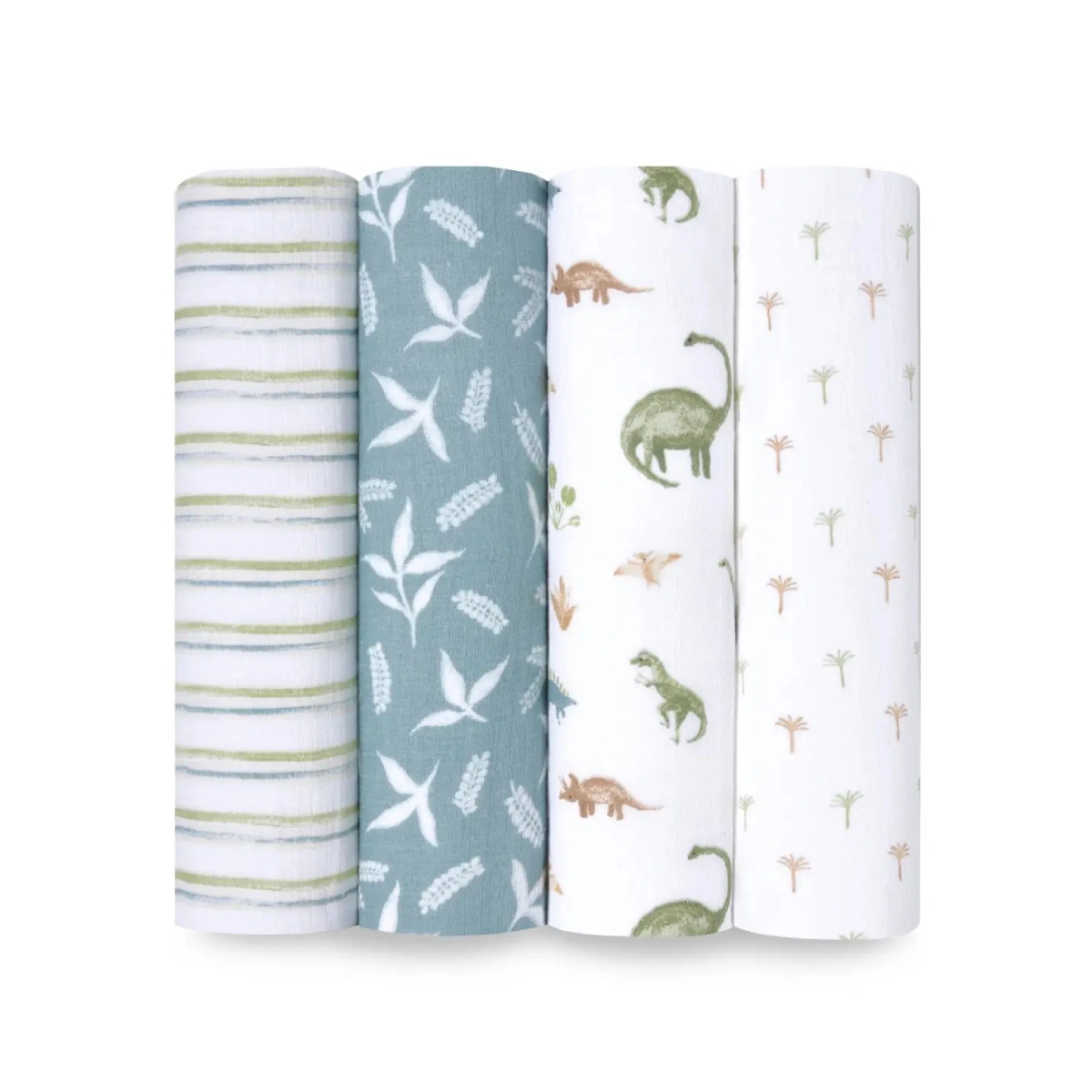 Image of Aden + Anais Pack of 4 Essentials Cotton Muslin Swaddle Blanket - Dino Jungle (23-19-252)