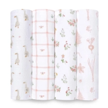 Aden + Anais Pack of 4 Essentials Cotton Muslin Swaddle Blanket - Country Floral
