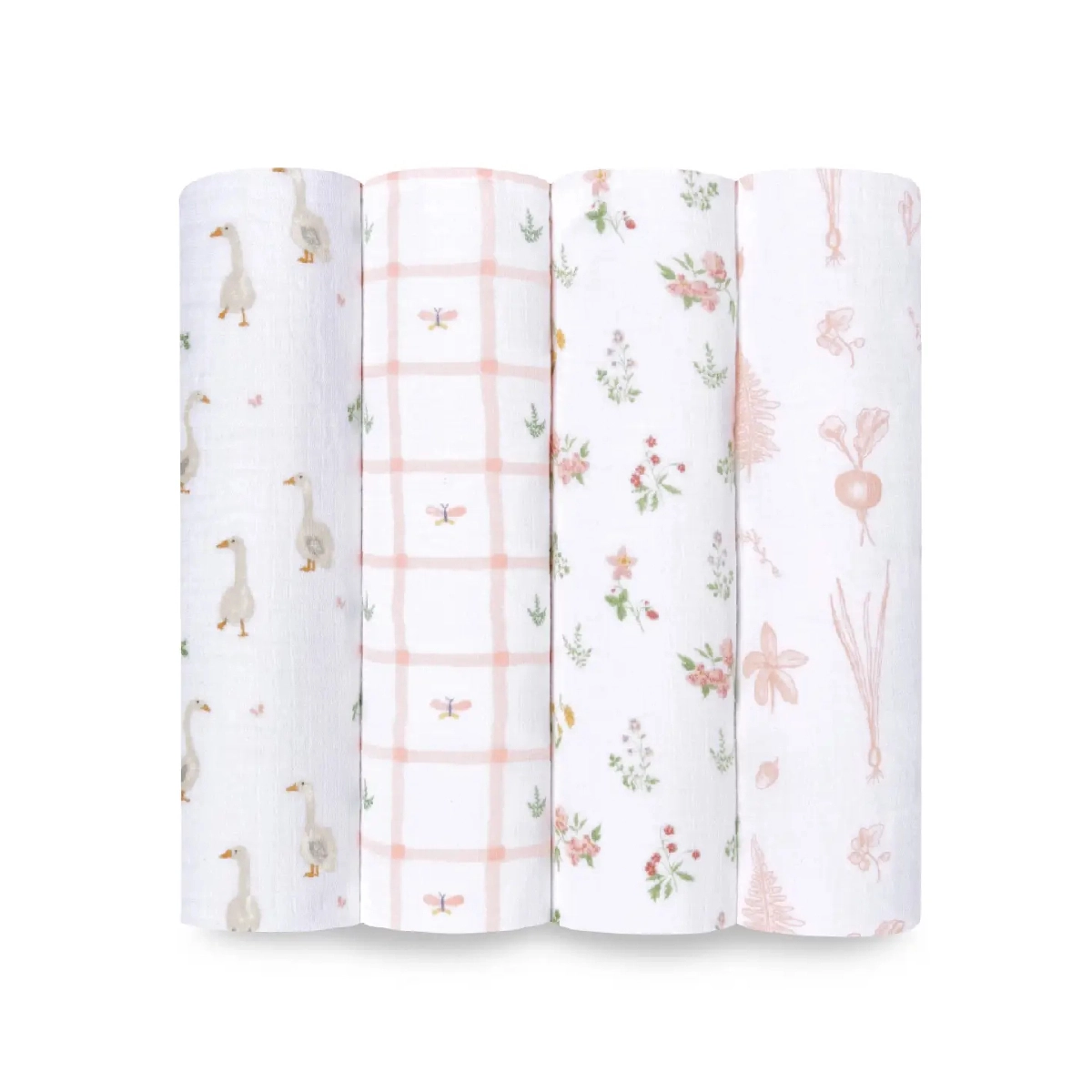 Image of Aden + Anais Pack of 4 Essentials Cotton Muslin Swaddle Blanket - Country Floral (23-19-253)