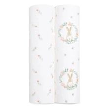 Aden + Anais Pack of 2 Essentials Cotton Muslin Swaddle Blanket - Blushing Bunnies (23-19-257)