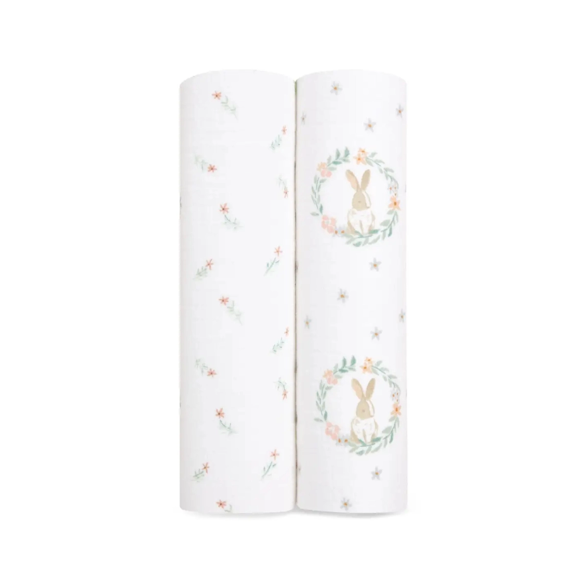 Image of Aden + Anais Pack of 2 Essentials Cotton Muslin Swaddle Blanket - Blushing Bunnies (23-19-257)