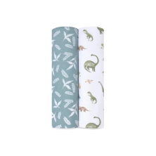Aden + Anais Pack of 2 Essentials Cotton Muslin Swaddle Blanket - Dino Jungle (23-19-260)
