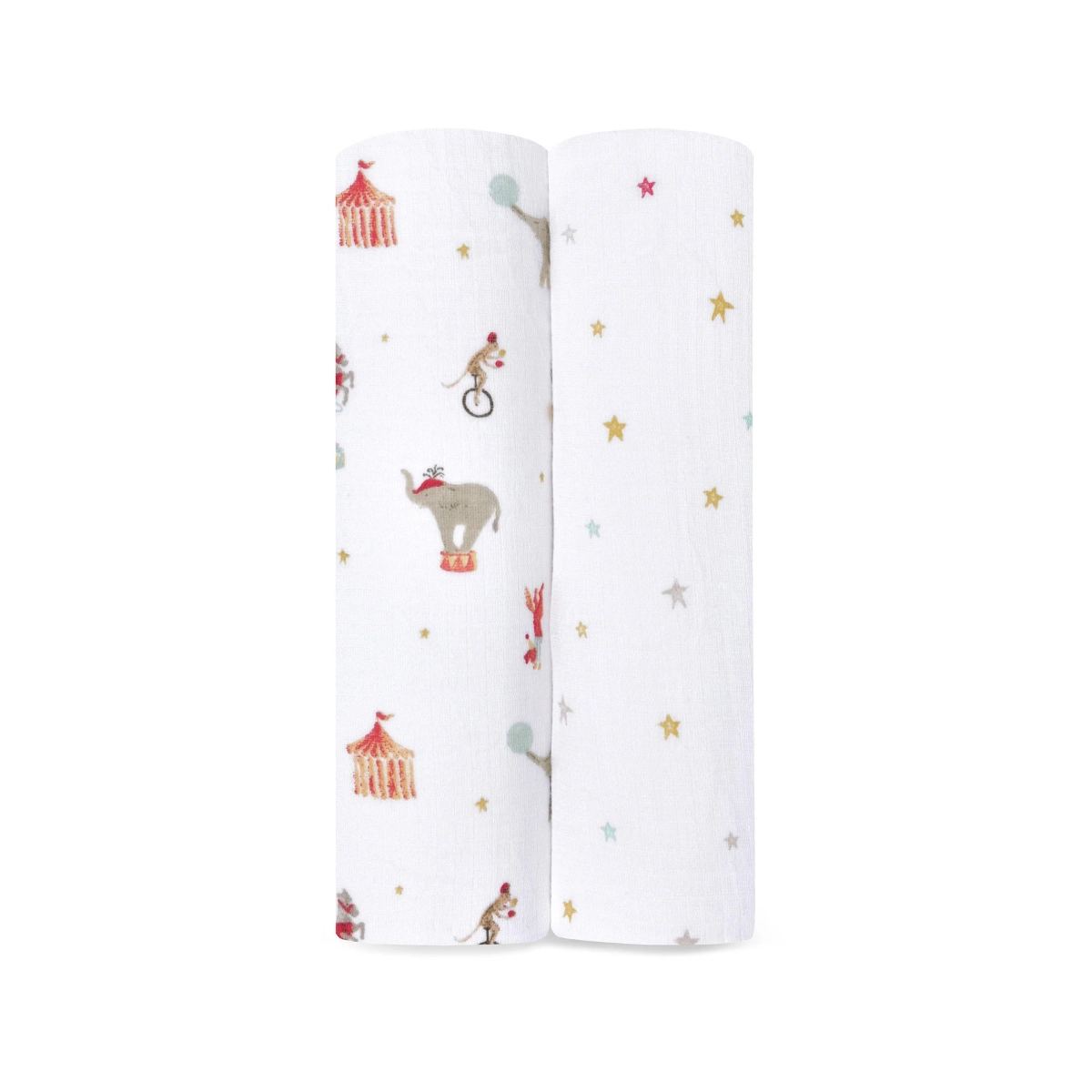 Image of Aden + Anais Pack of 2 Essentials Cotton Muslin Swaddle Blanket - Elephant Circus (23-19-262)