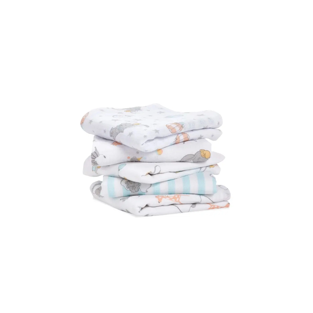 Image of Aden + Anais Pack of 5 Essentials Cotton Muslin Squares - Dumbo New Heights (23-19-279)