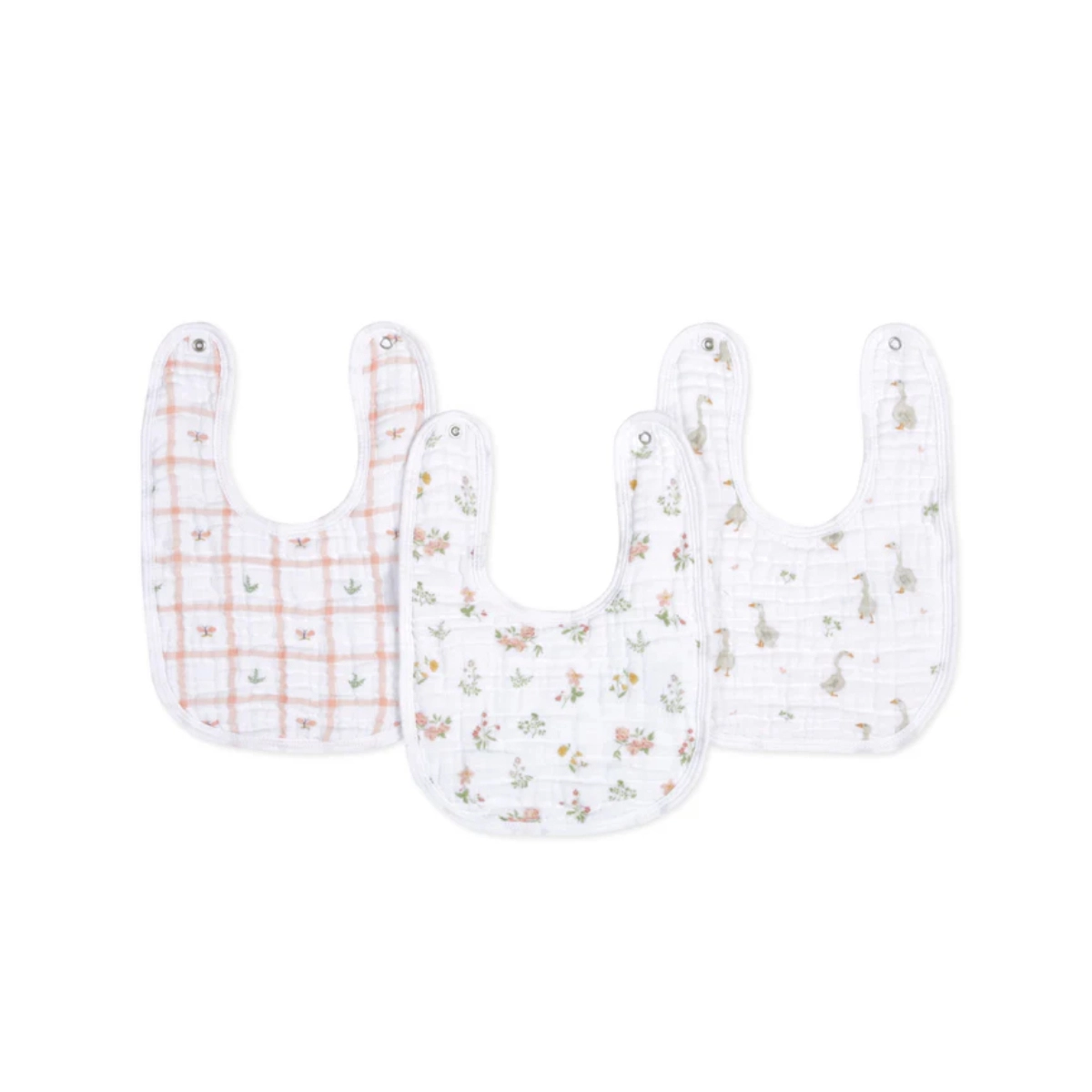 Image of Aden + Anais Pack of 3 Essential Cotton Muslin Snap Bibs - Country Floral (23-19-342)