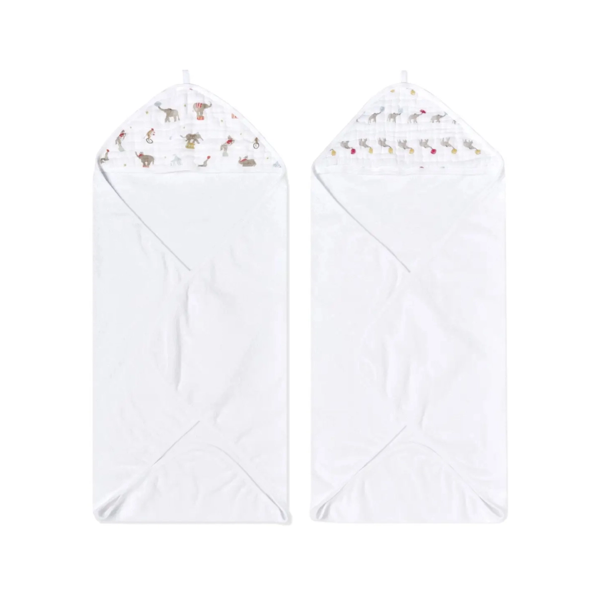 Image of Aden + Anais Pack of 2 Essential Hooded Towel - Elephant Circus (23-19-361)