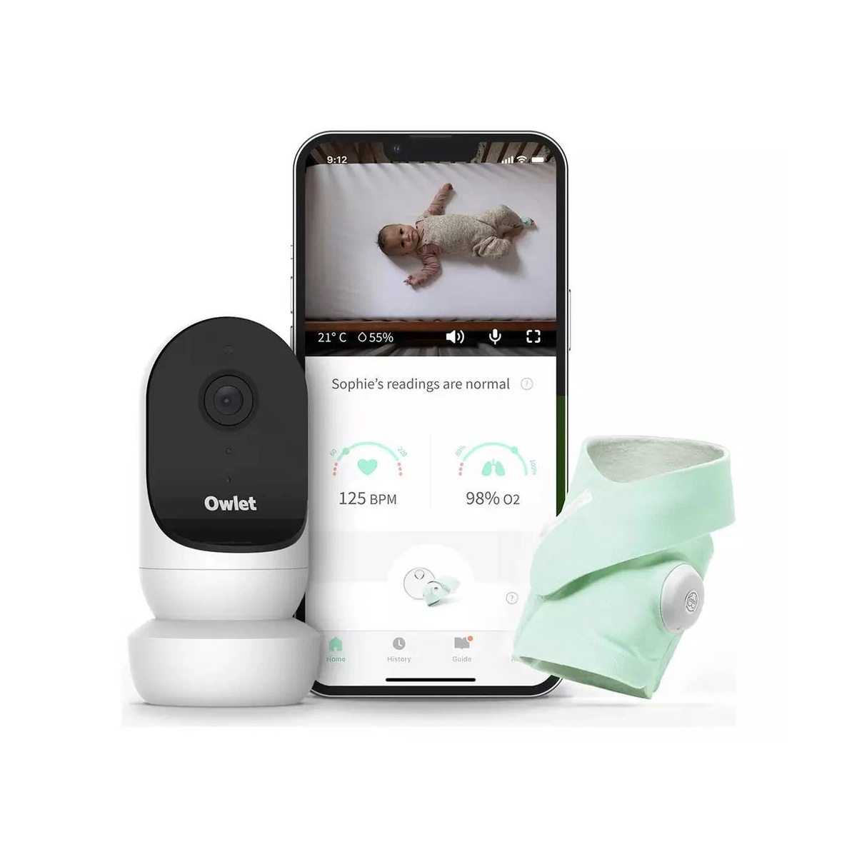 Image of Owlet Monitor Duo Smart Sock 3 & Cam - Mint