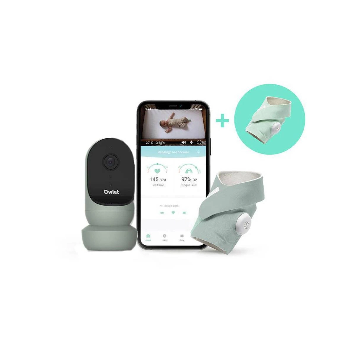 Image of Owlet Monitor Duo Bundle Smart Sock 3 & Cam 2 - Sleepy Sage