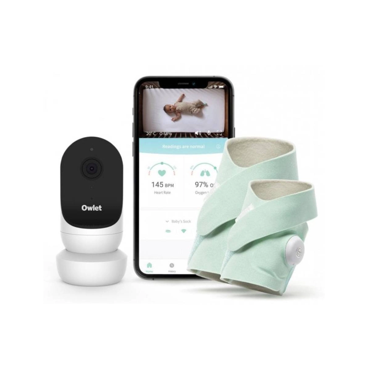 Image of Owlet Monitor Duo Plus Smart Sock 3 & Cam 2 - Mint