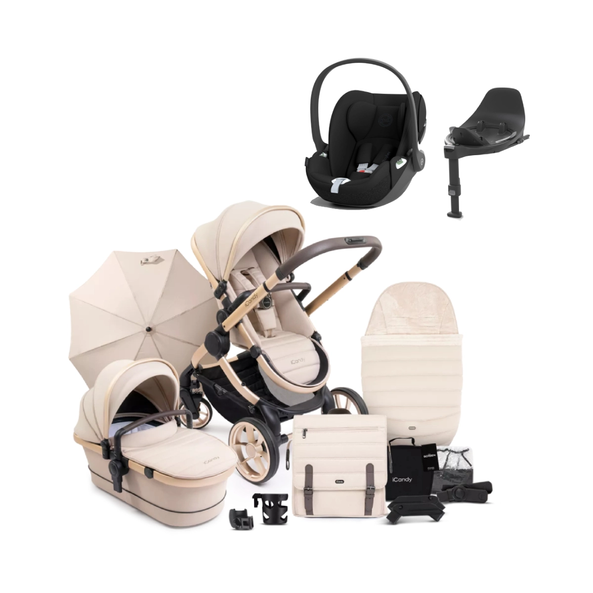 iCandy Peach 7 Bundle with Cybex Cloud T i-Size Car Seat & Base T