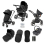 Ickle Bubba Stomp Urban 9 Piece Travel System with Astral Car Seat - Matte Black / Midnight / Black