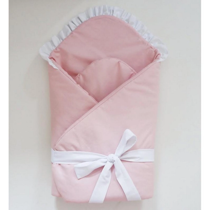 Little Babes Soft Swaddle Wraps - White Frill /Powder Pink