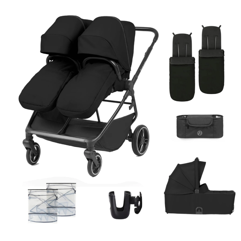 Ickle Bubba Altair 11 Piece Growing Families Pram Bundle - Black