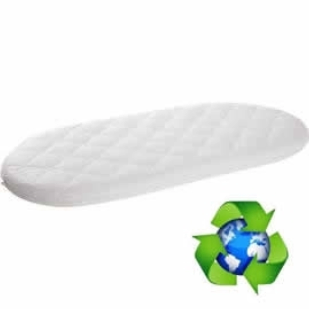 Image of Ventalux Non Allergenic Fibre Quilted Oval Moses Basket Mattress-White ( 67 x 30)