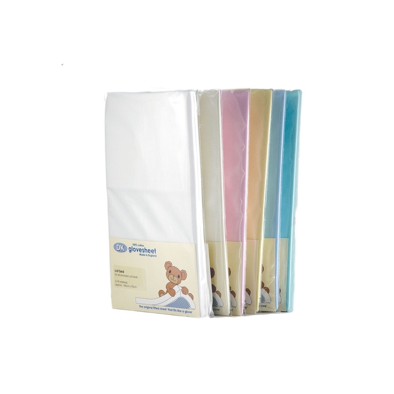 DK Glove Fitted Cotton Sheet for Crib/Heritage Pram 79x38-(7 Colours)
