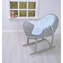 Kiddies Kingdom Deluxe Kiddy-Pod Grey Wicker Moses Basket-Blue Dimple + Free Rocking Stand Worth£25!