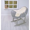 Kiddies Kingdom Deluxe Kiddy-Pod Grey Wicker Moses Basket-Cream Dimple + Free Rocking Stand Worth£25!