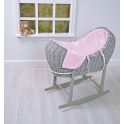 Kiddies Kingdom Deluxe Kiddy-Pod Grey Wicker Moses Basket-Pink Dimple + Free Rocking Stand Worth£25!