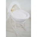 Kiddies Kingdom Deluxe White Wicker Moses Basket-Dimple White