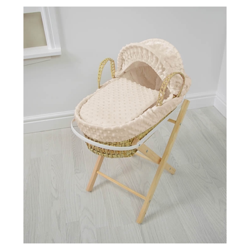 Kiddies Kingdom Dolls Moses Basket-Dimple Cream With Folding Stand!