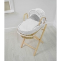 Kiddies Kingdom Dolls Moses Basket-Dimple White With Folding Stand!