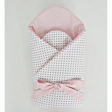 Little Babes Soft Swaddle Wraps-White Spotty With Powder Pink