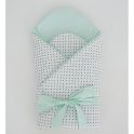 Little Babes Soft Swaddle Wraps-White Spotty With Mint